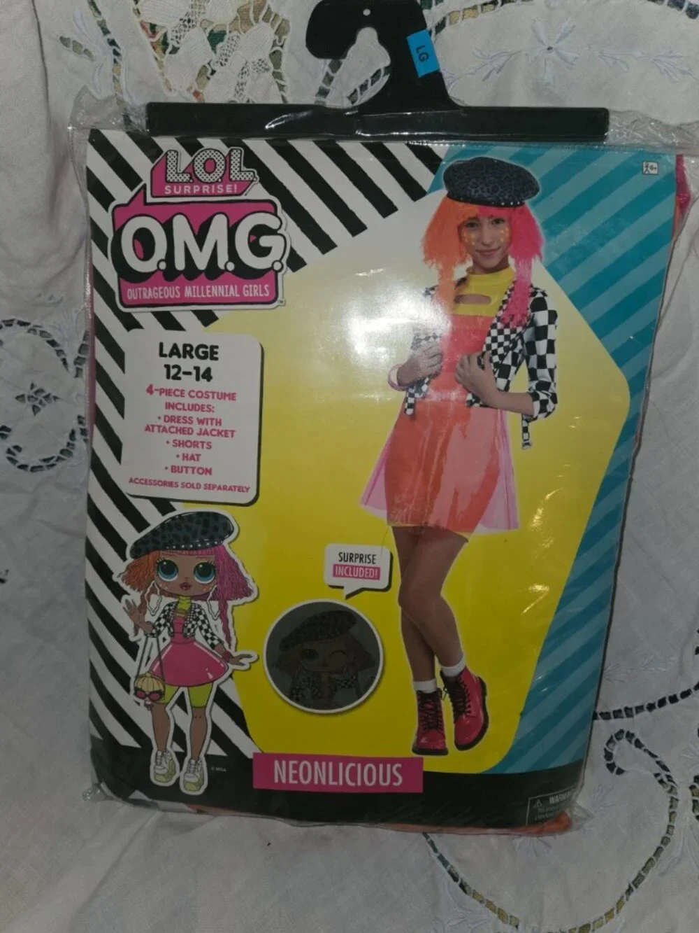 L.O.L. Surprise O.M.G. Neonlicious Costume Size Large 12-14 Complete 4-Pieces